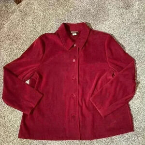 Briggs NY Jacket Top Shirt Shacket Plus Size 2X Burgundy Velvety button